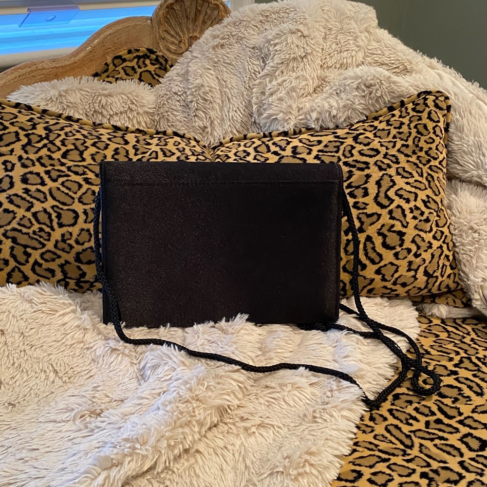 Classic black satin evening bag
